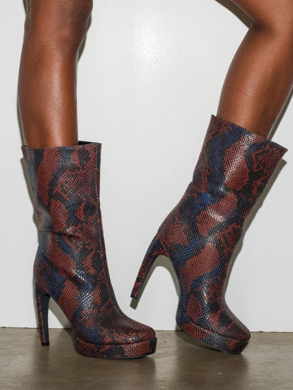 AZALEA WANG WENONA BROWN MULTI SNAKE BOOTIE - 11